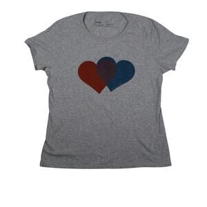 Pact T Shirt Tee Womens Large Gray Organic Cotton Graphic Hearts All We Need